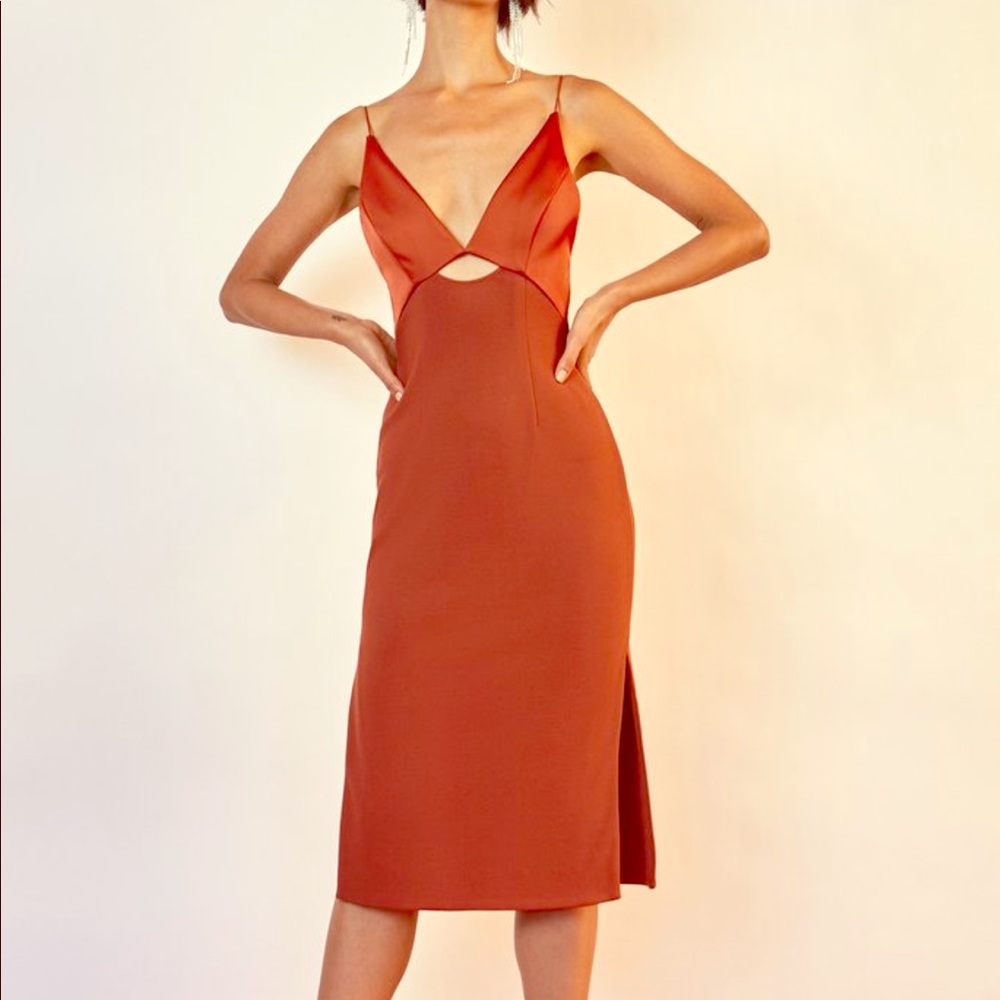 Finders Keepers Dress- midi cinnamon